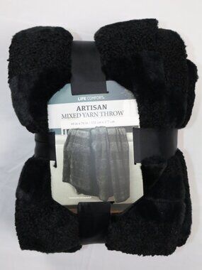 Life Comfort Arisan Mixed Yarn Throw 60x70in / 152x177cm Black